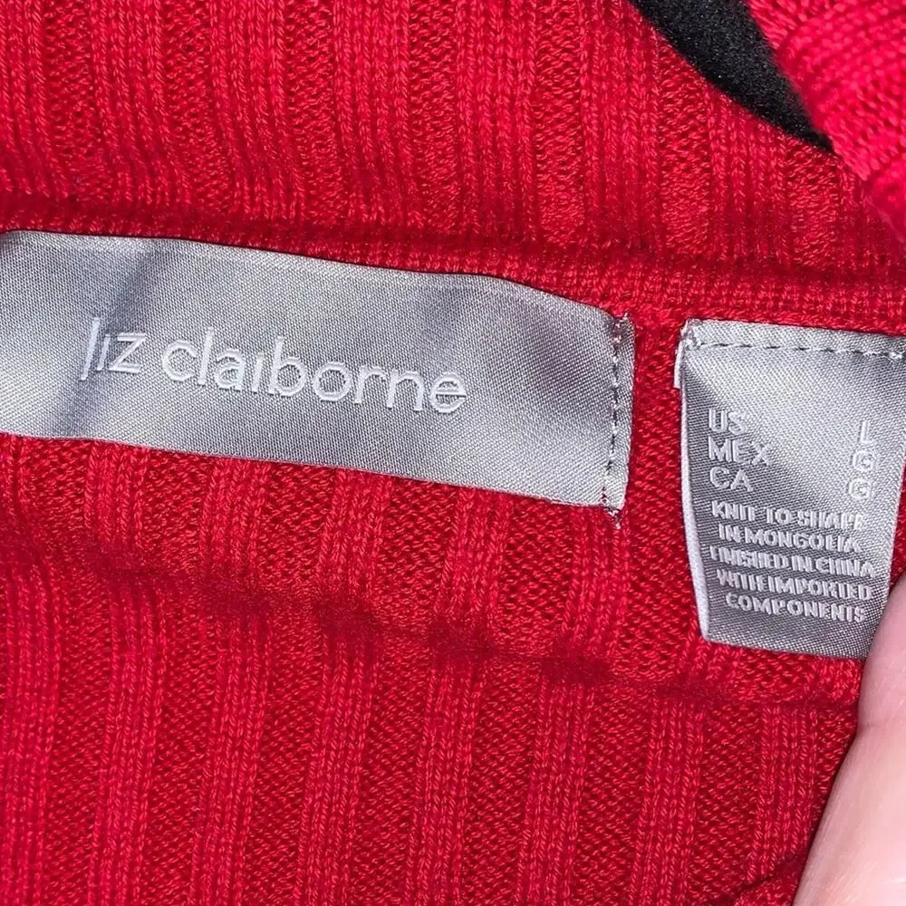Liz‎ Claiborne Red Knit Ribbed Turtle Neck Sweater